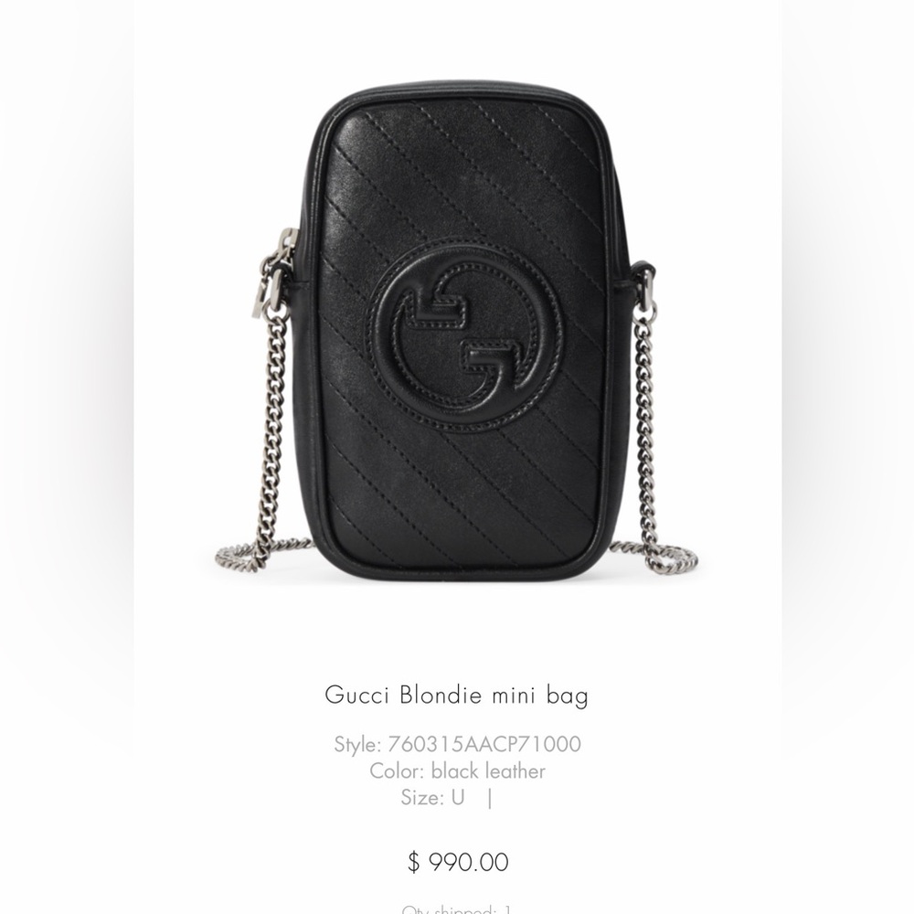 Gucci Blondie Mini Bag in Black with Silver Chain